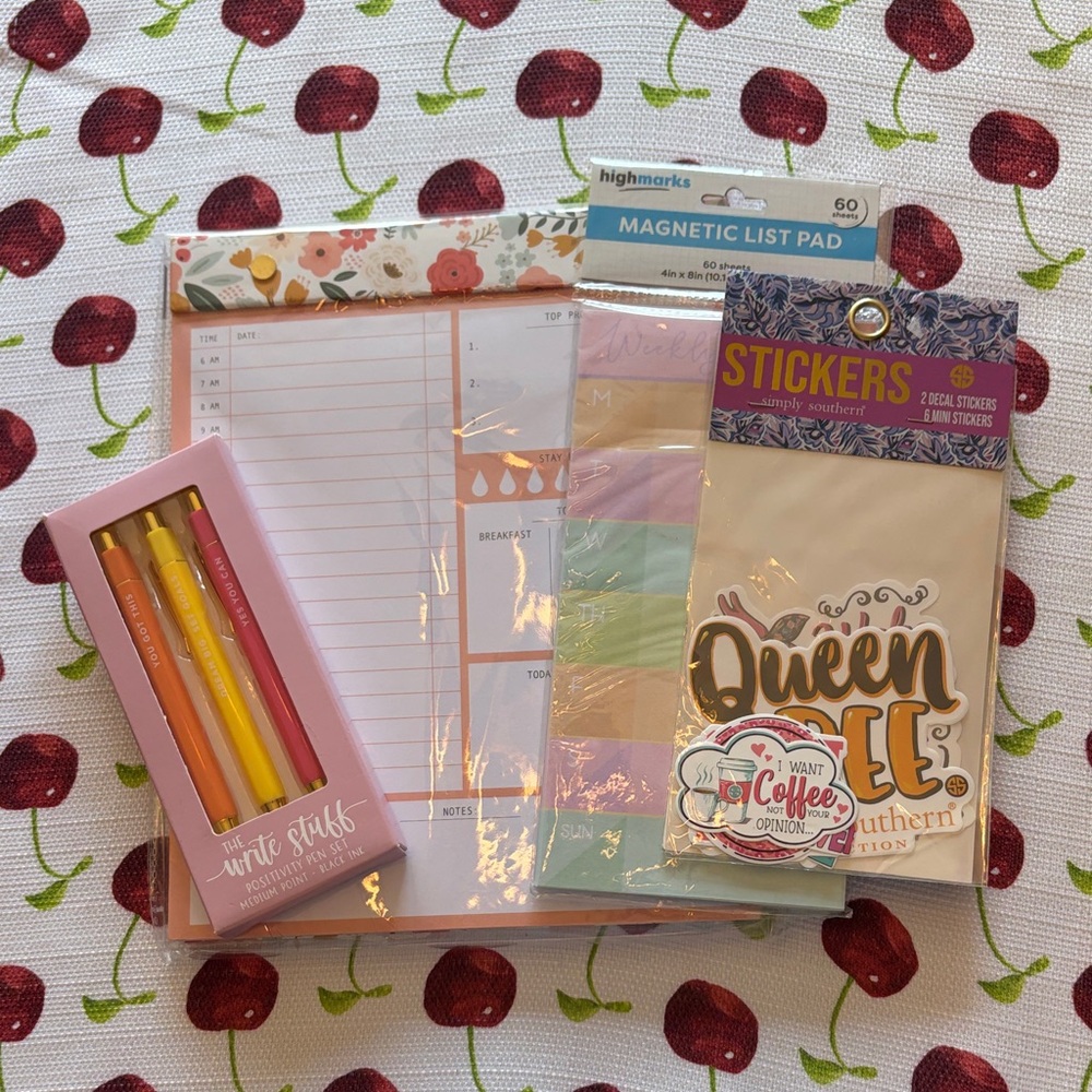 Colorful Planner/Stationery Set with Pens and Stickers.